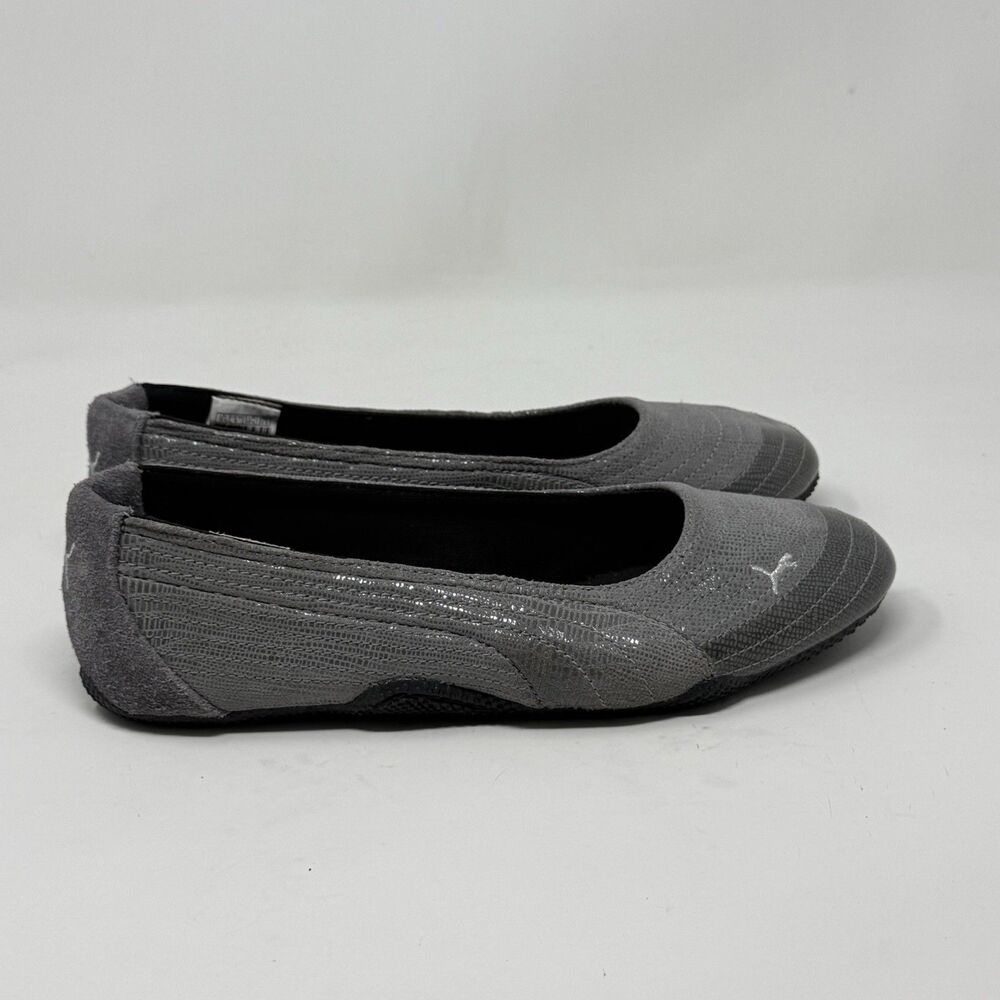 Puma Catch Soleil Flats Womens 8 Gray Suede Leather Slip On Comfort Casual Shoes